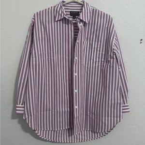 NWOT J Crew Etienne oversized button down pink red stripe
